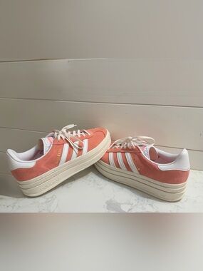 Adidas Gazelle Bold Platform Sneakers Pink Super Pop White Womens 7.5